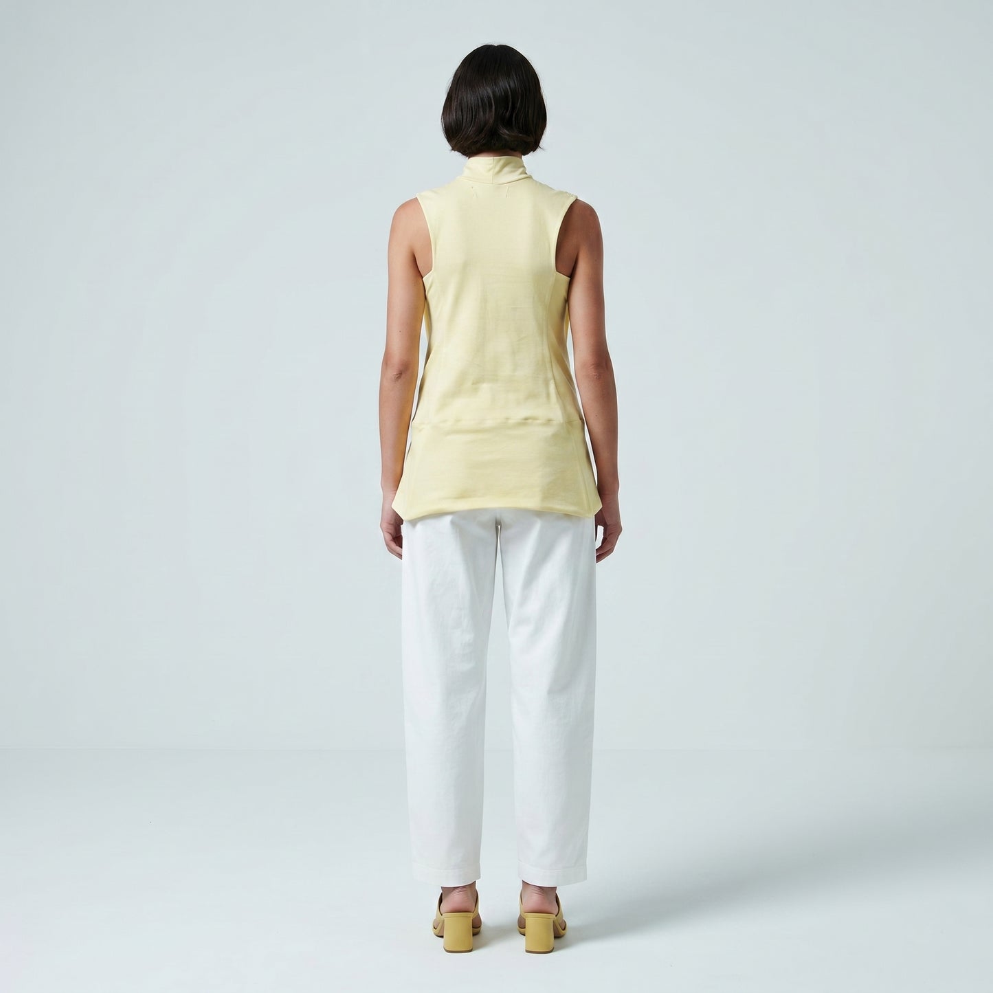 Pleated High Neck Sleeveless Top