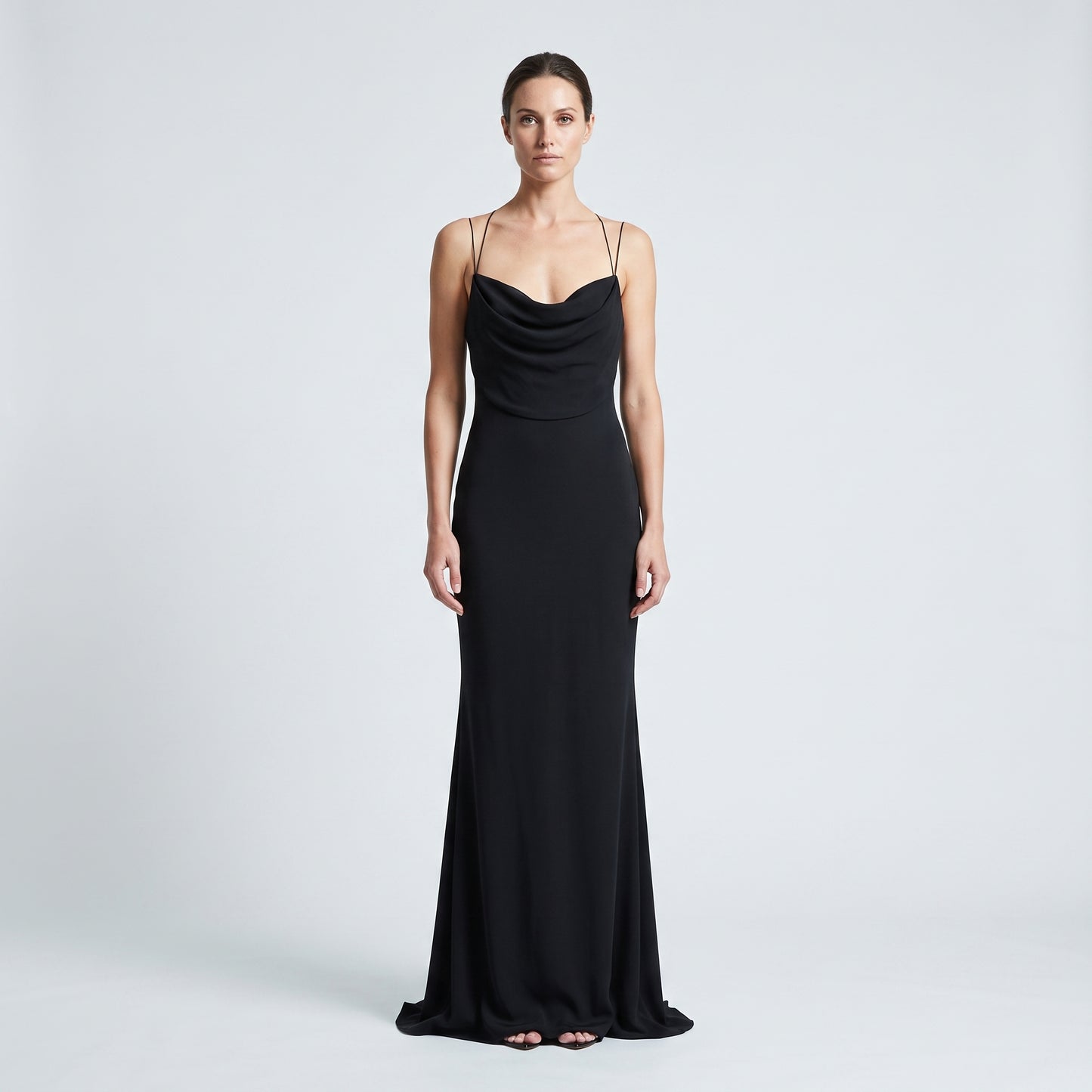 Black Draped Cami Maxi Dress