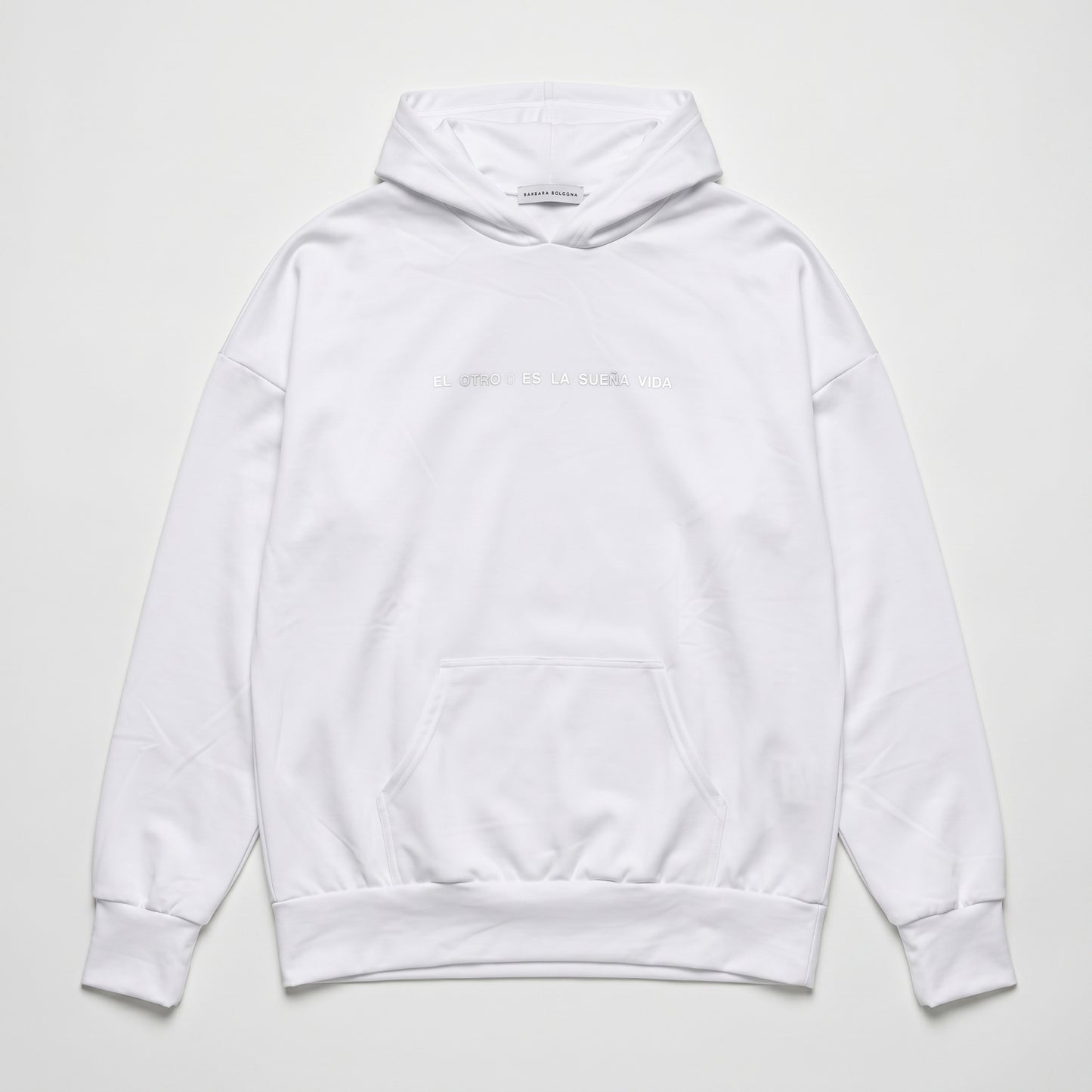 Embroidered White Oversized Hoodie
