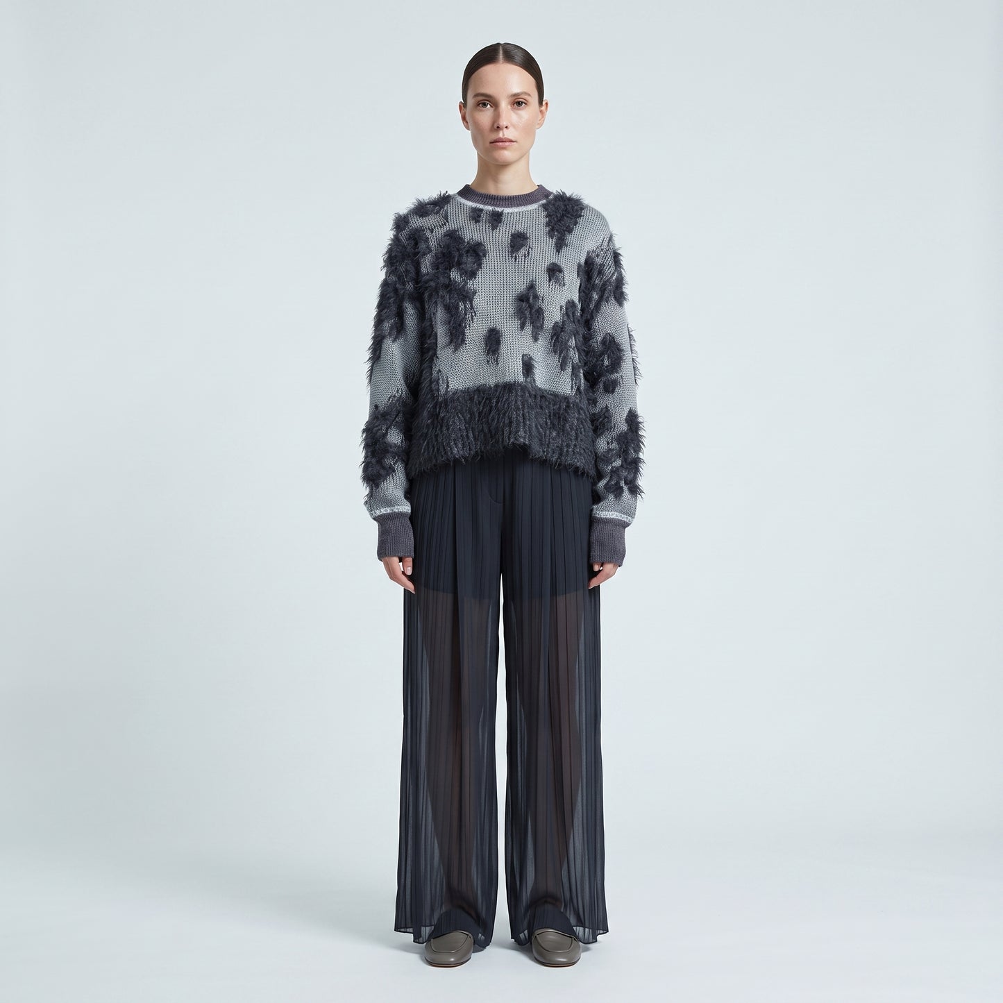 Textured Shaggy Knit Sweater