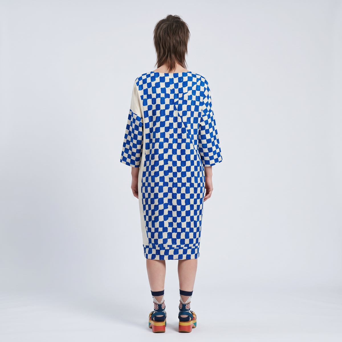 Abstract Checkerboard Shift Dress