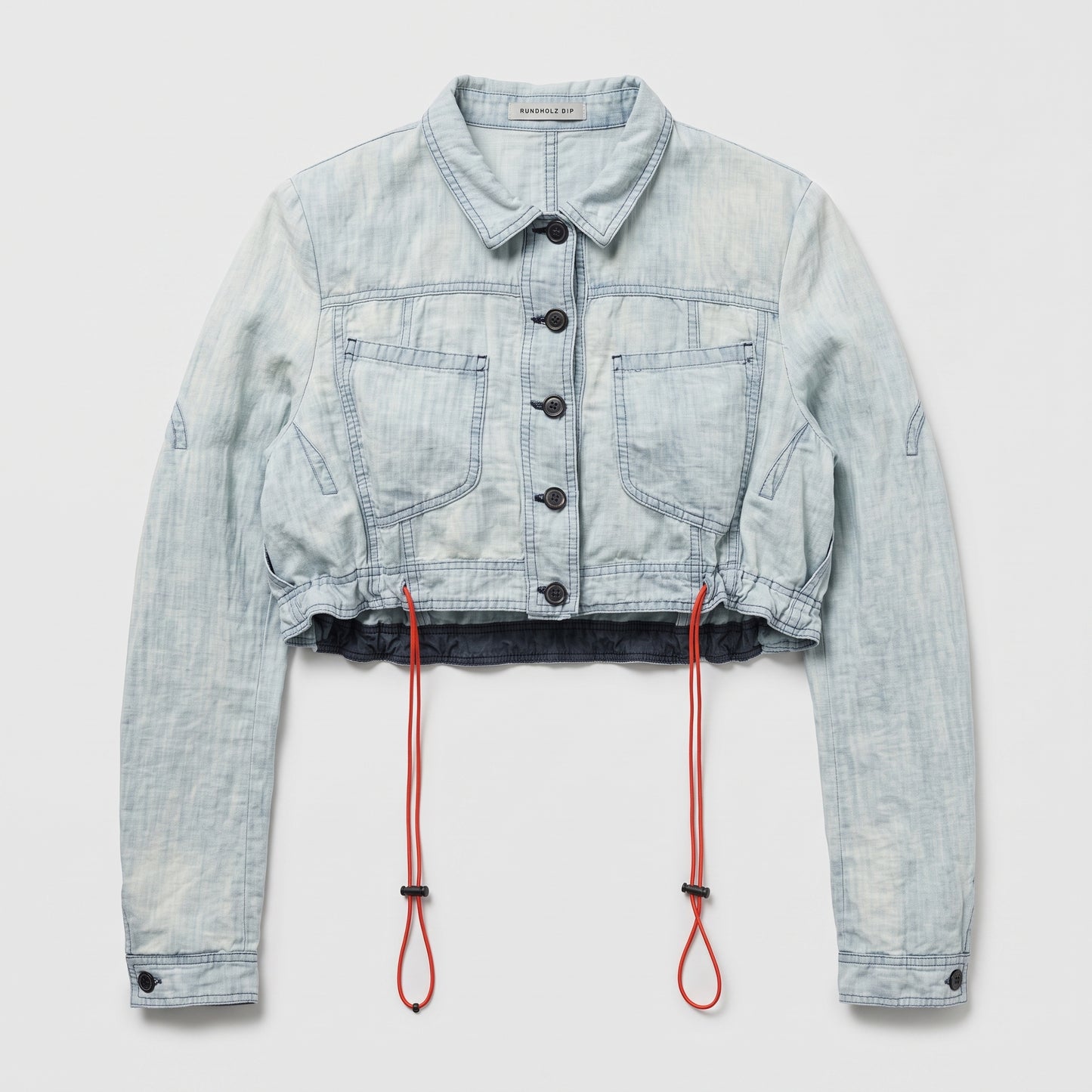 Cropped Drawstring Denim Jacket