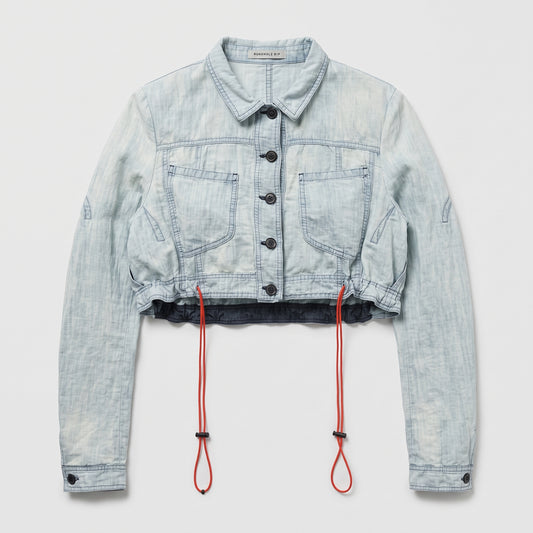 Cropped Drawstring Denim Jacket