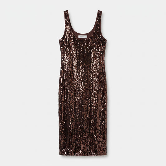 Sequined Scoop Neck Midi Dress