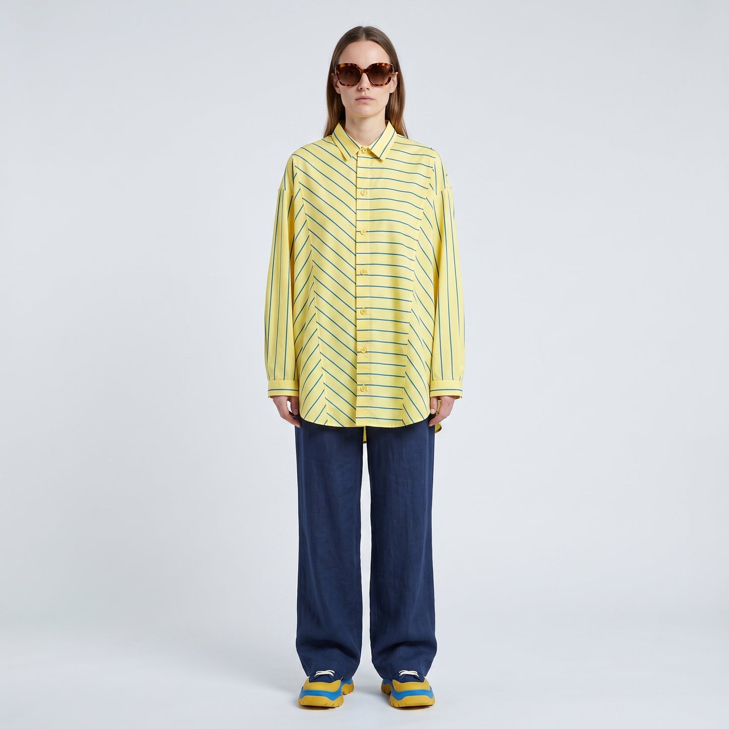 Diagonal Stripe Cotton Shirt