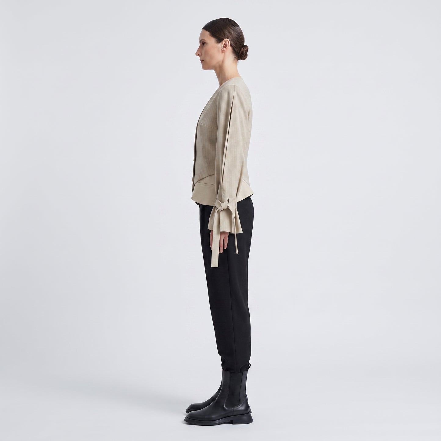Tailored Pinstripe Tie-Sleeve Blazer