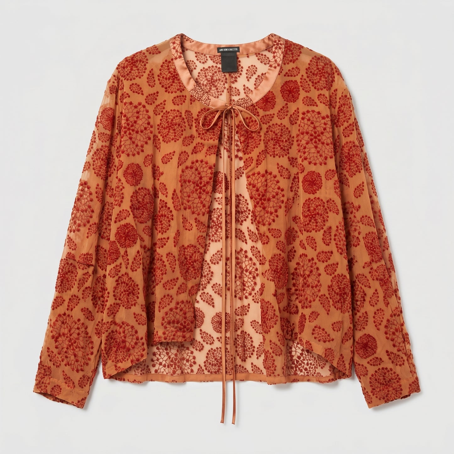 Floral Devoré Tie-Front Top