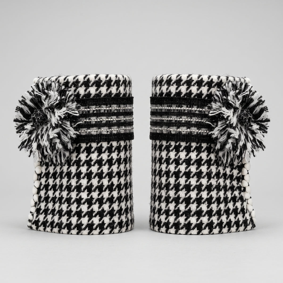 Houndstooth Embellished Fabric Cuffs