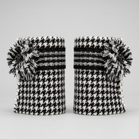 Houndstooth Embellished Fabric Cuffs