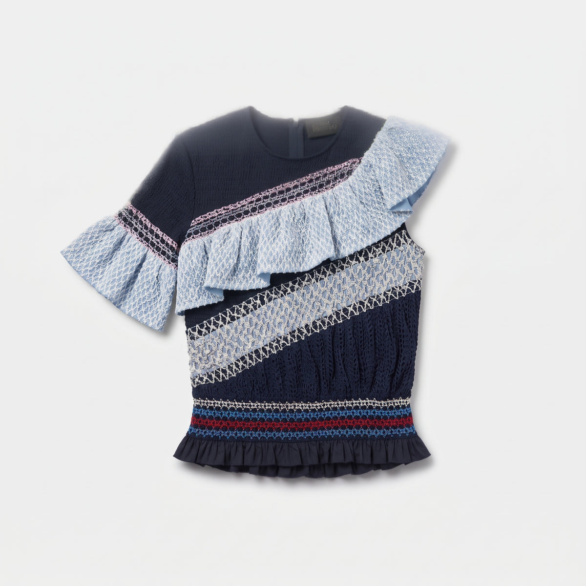 Asymmetric Ruffled Textural Top