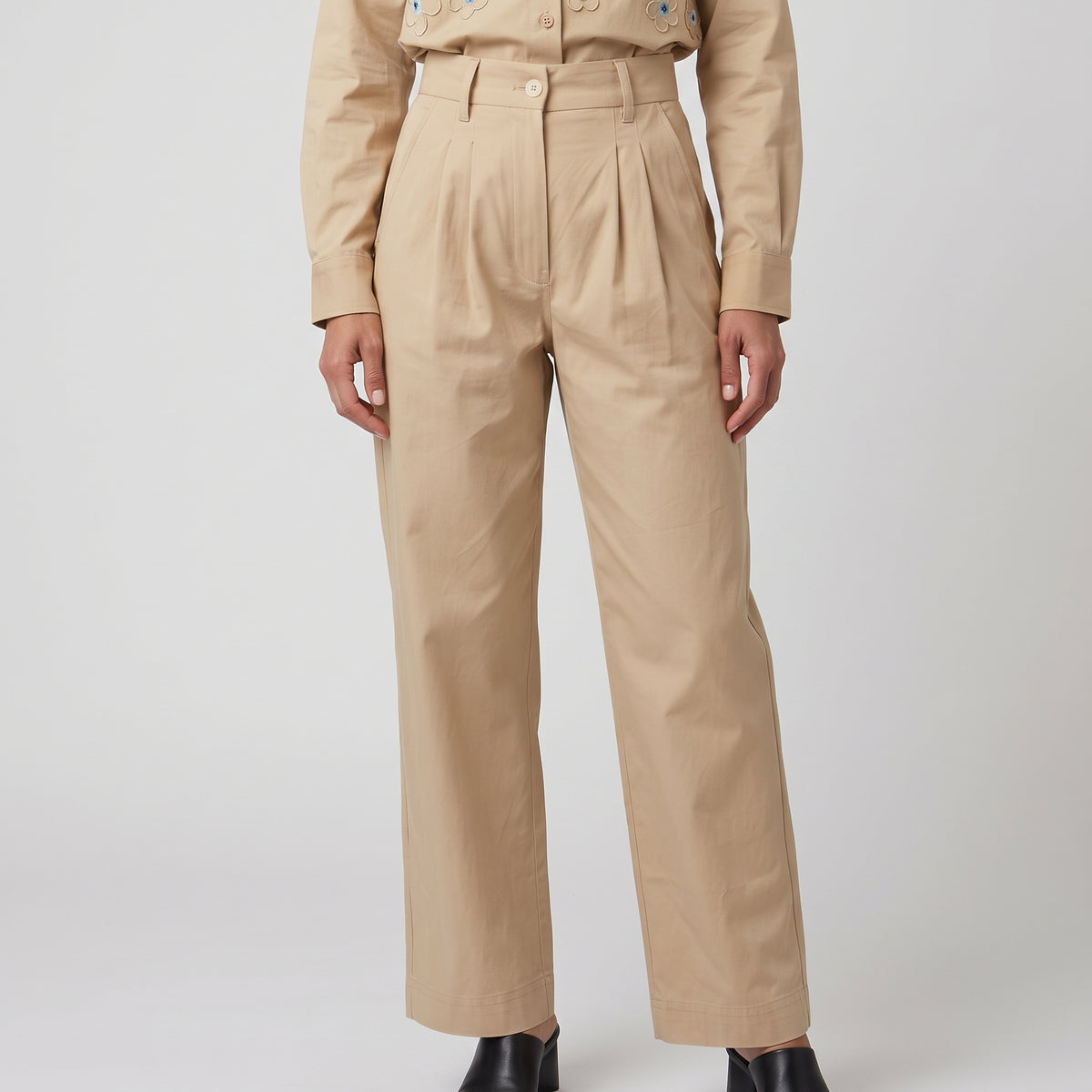 Tailored High-Waisted Pleated Trousers
