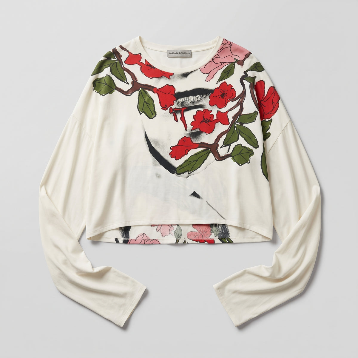Floral Print Cropped Long-Sleeve