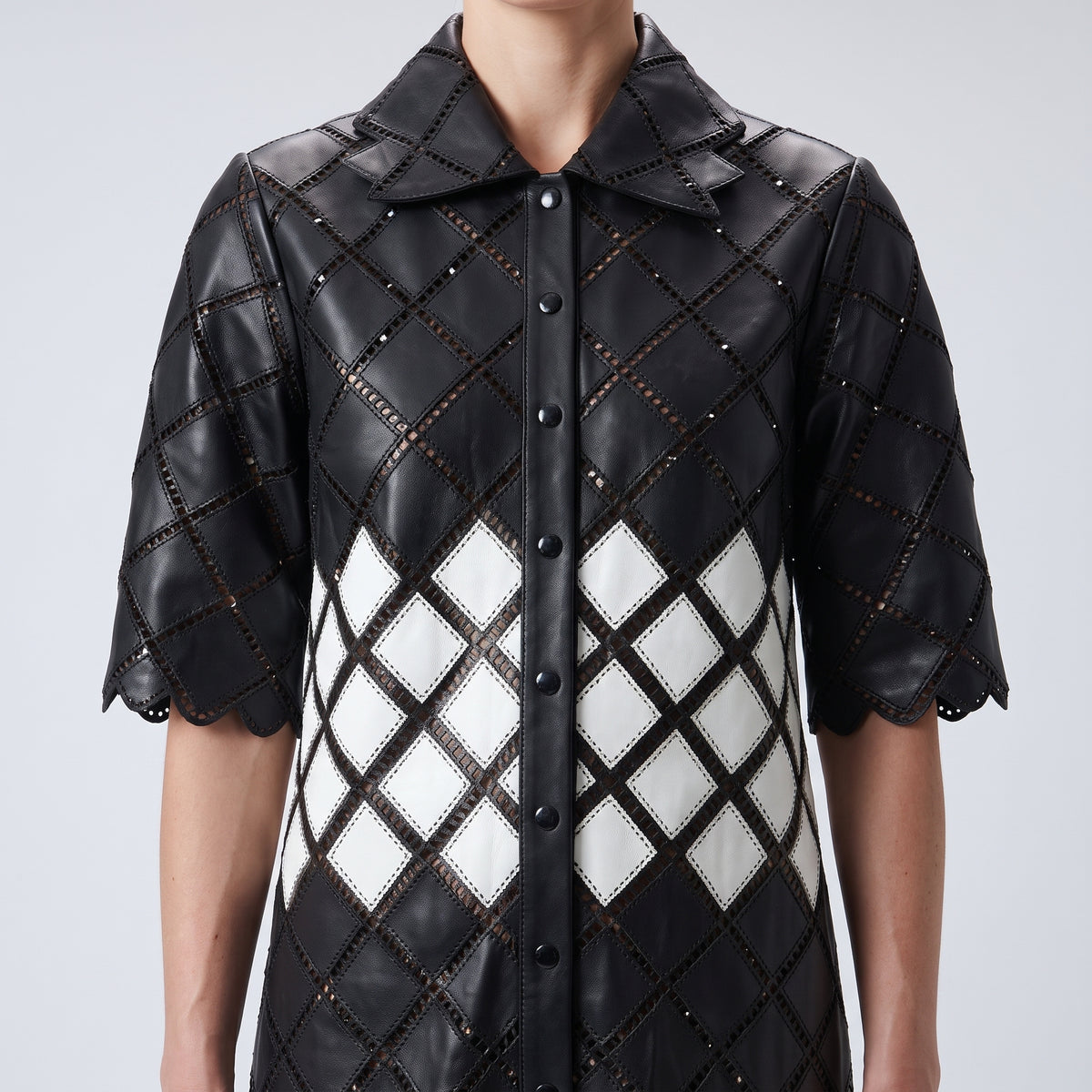 Monochrome Geometric Quilted Midi Dress