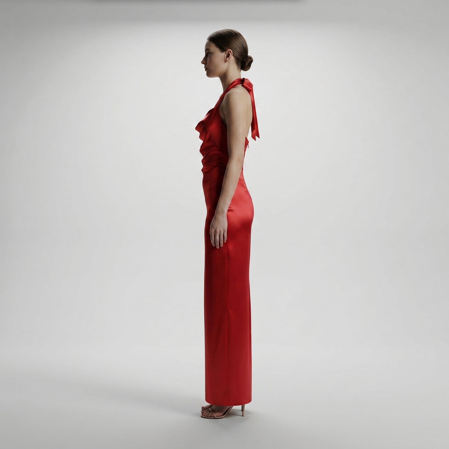 Satin Halter Neck Maxi Dress