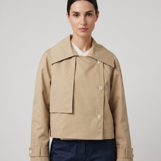 Cropped Tailored Trench Jacket