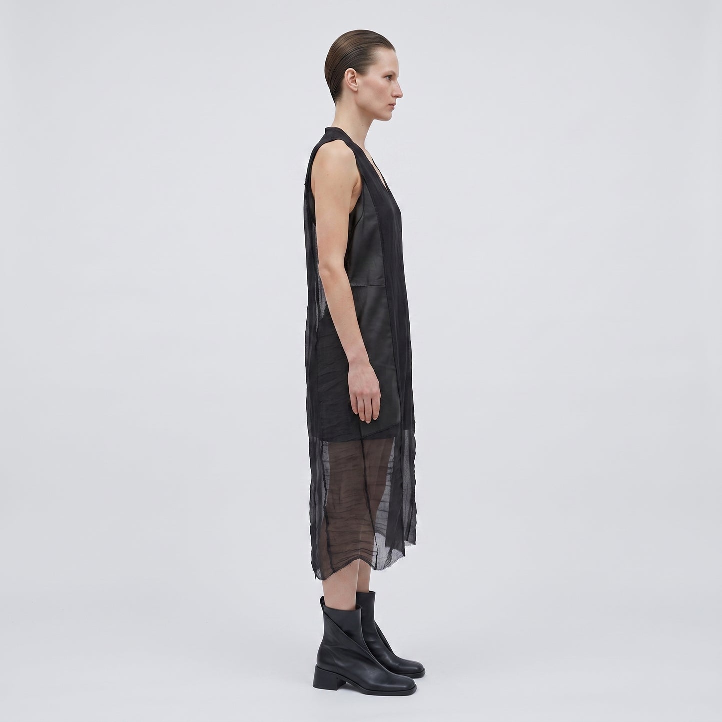 Sleeveless Ruched Panel Shift Dress