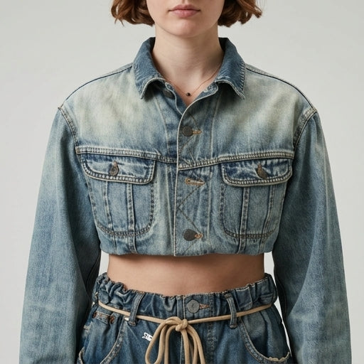 Distressed Cropped Denim Jacket