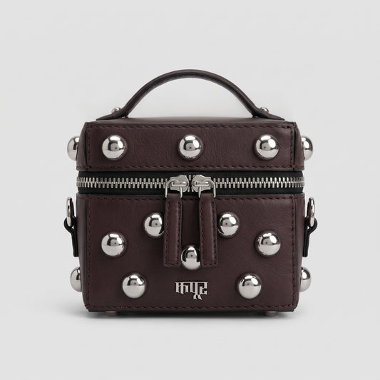 Studded Structured Leather Mini Bag