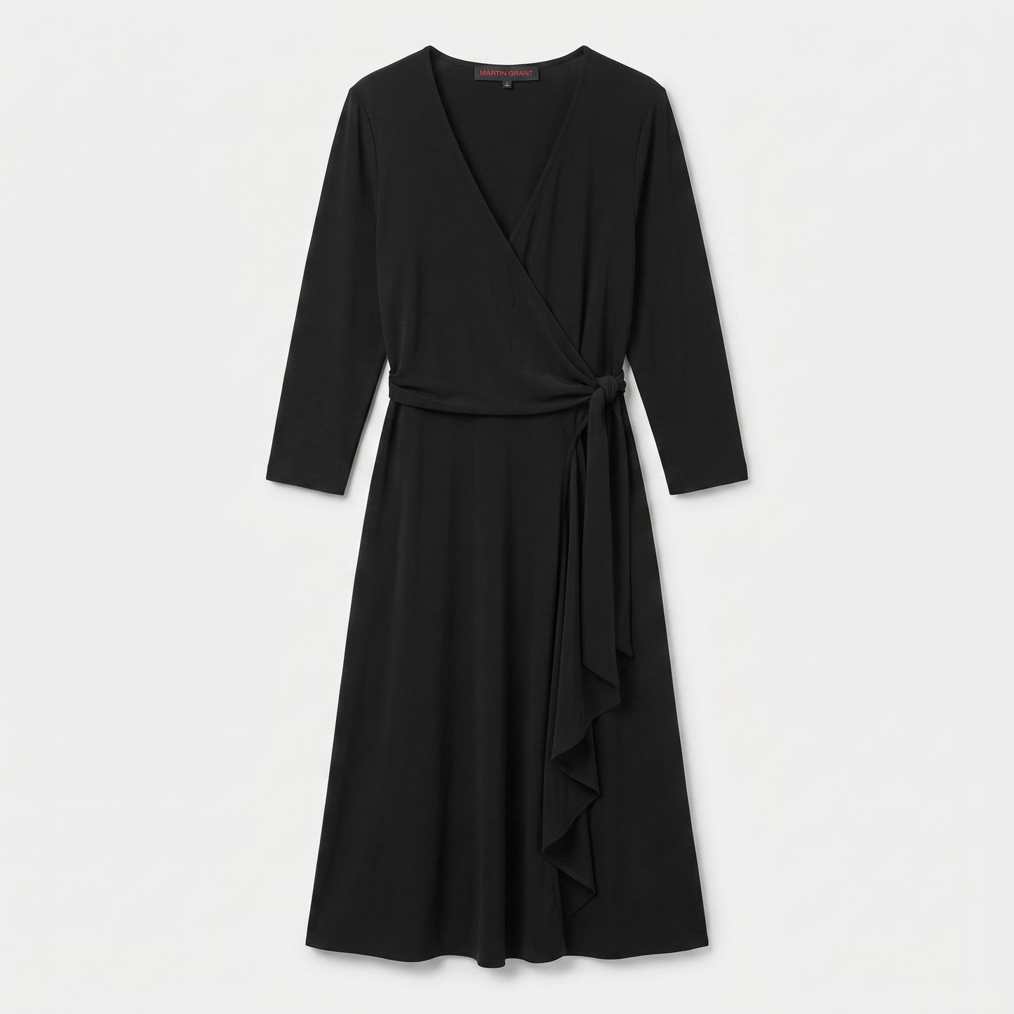 Classic Black Wrap Midi Dress