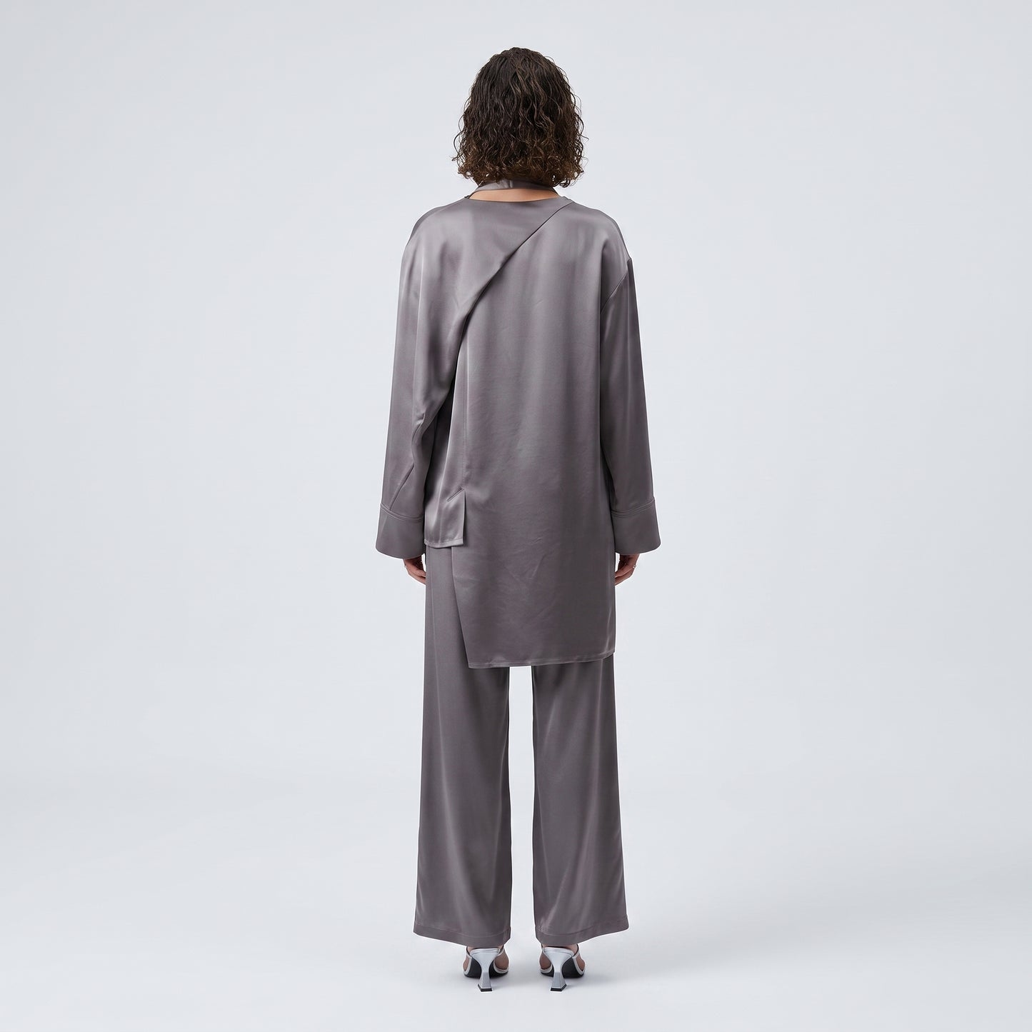 Satin Drape Detail Silk Blouse