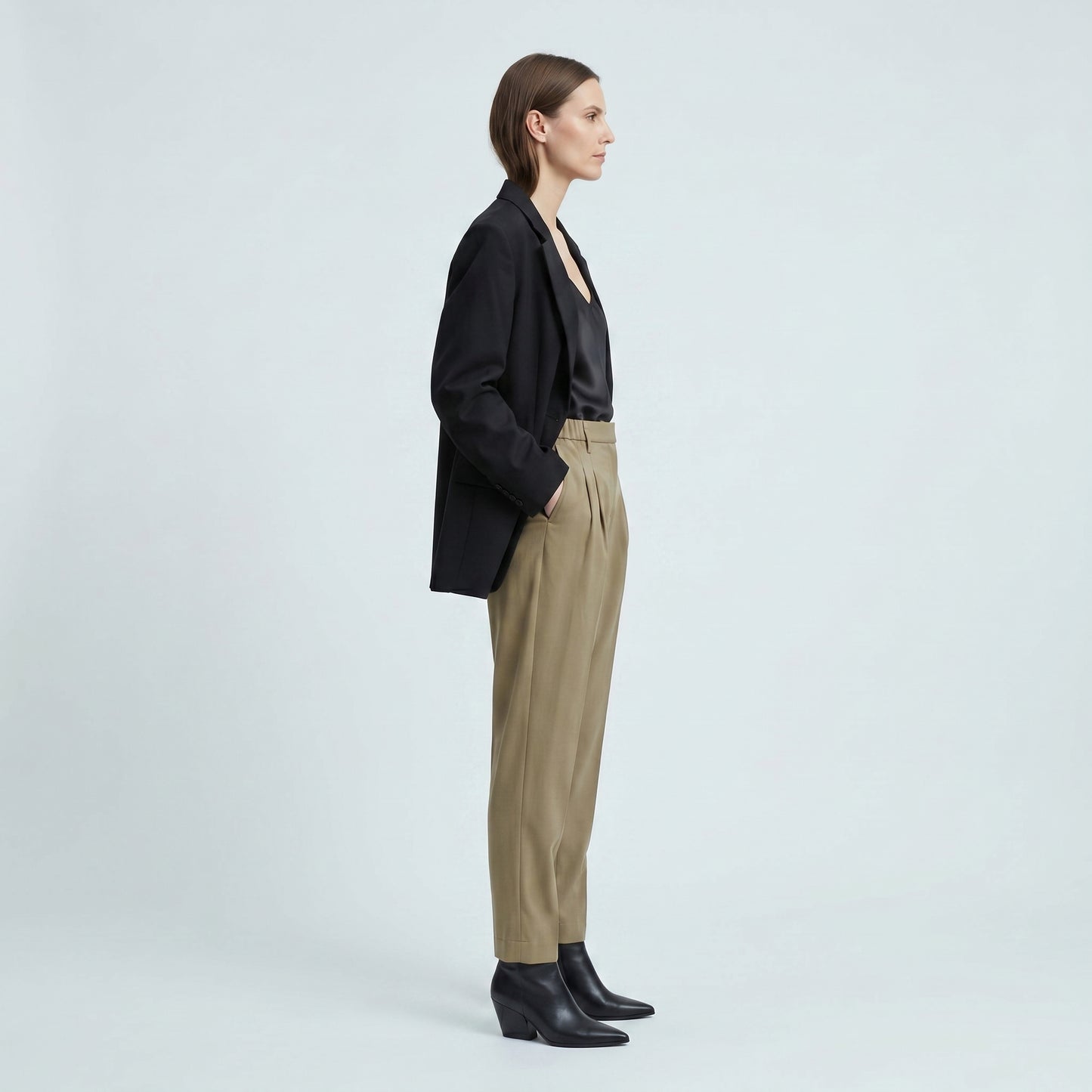 Tailored KAKI Pleated Trousers
