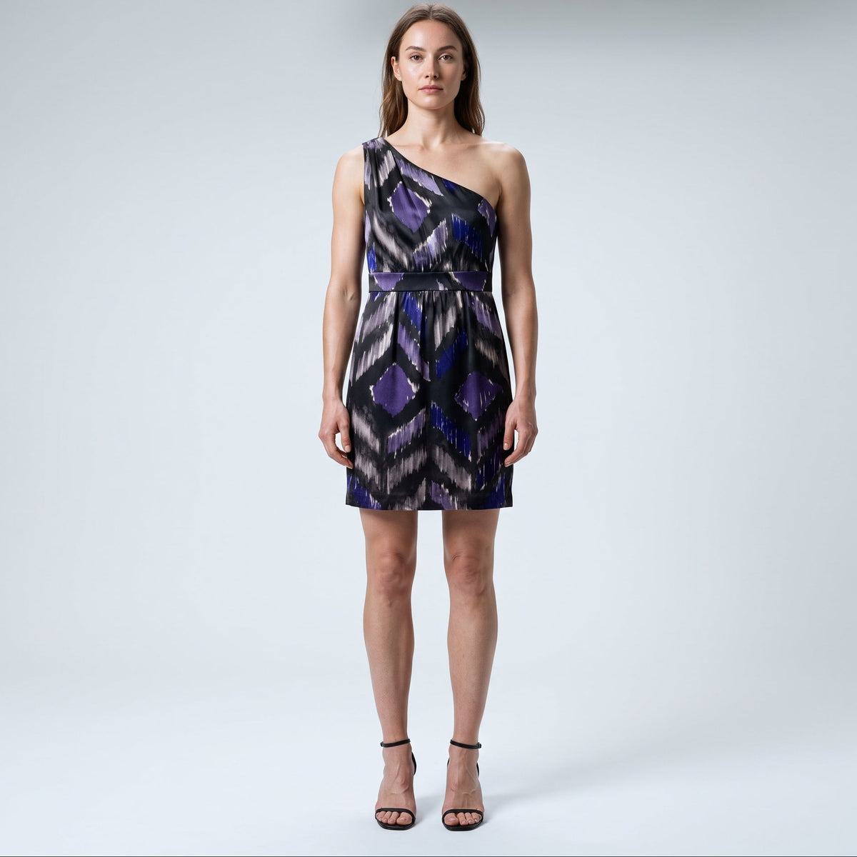 Abstract Print One-Shoulder Dress