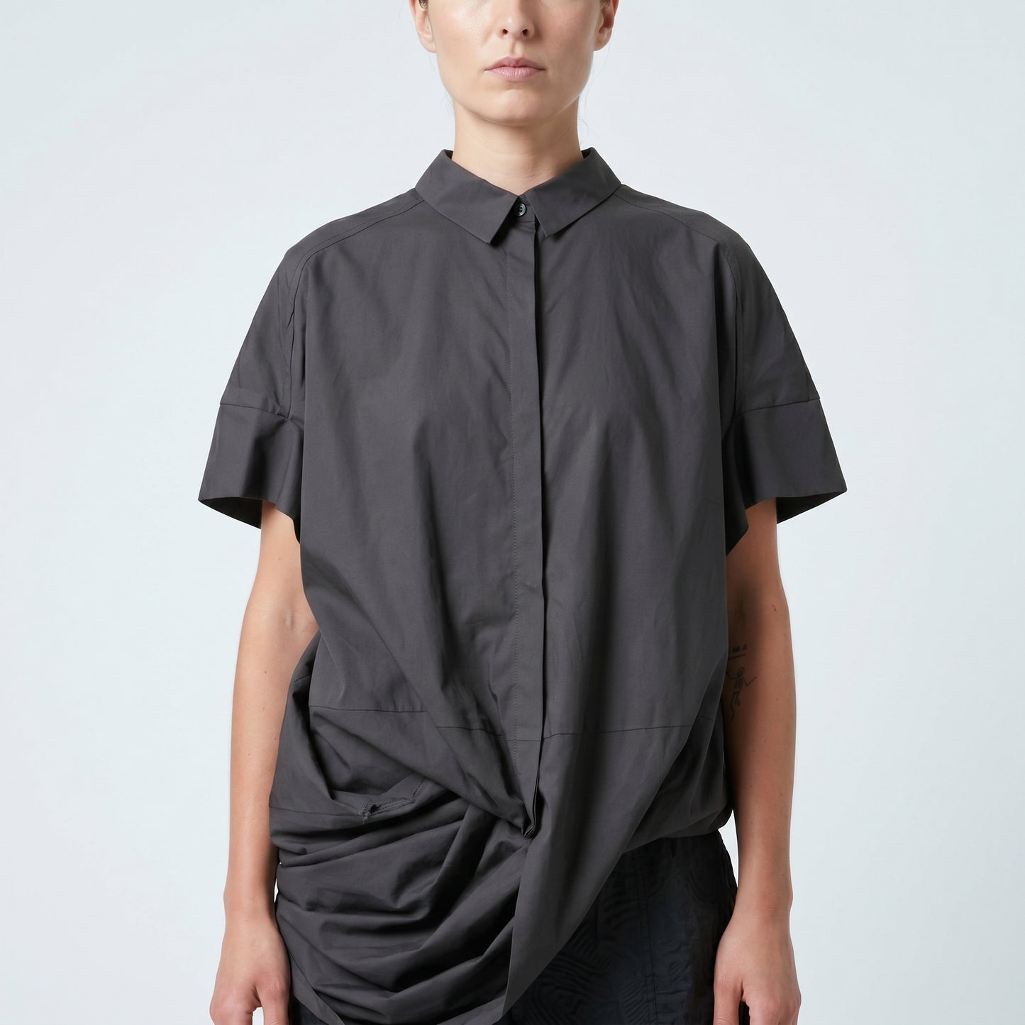 Asymmetric Twisted Cotton Shirt