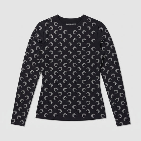Crescent Moon Print Long-Sleeve