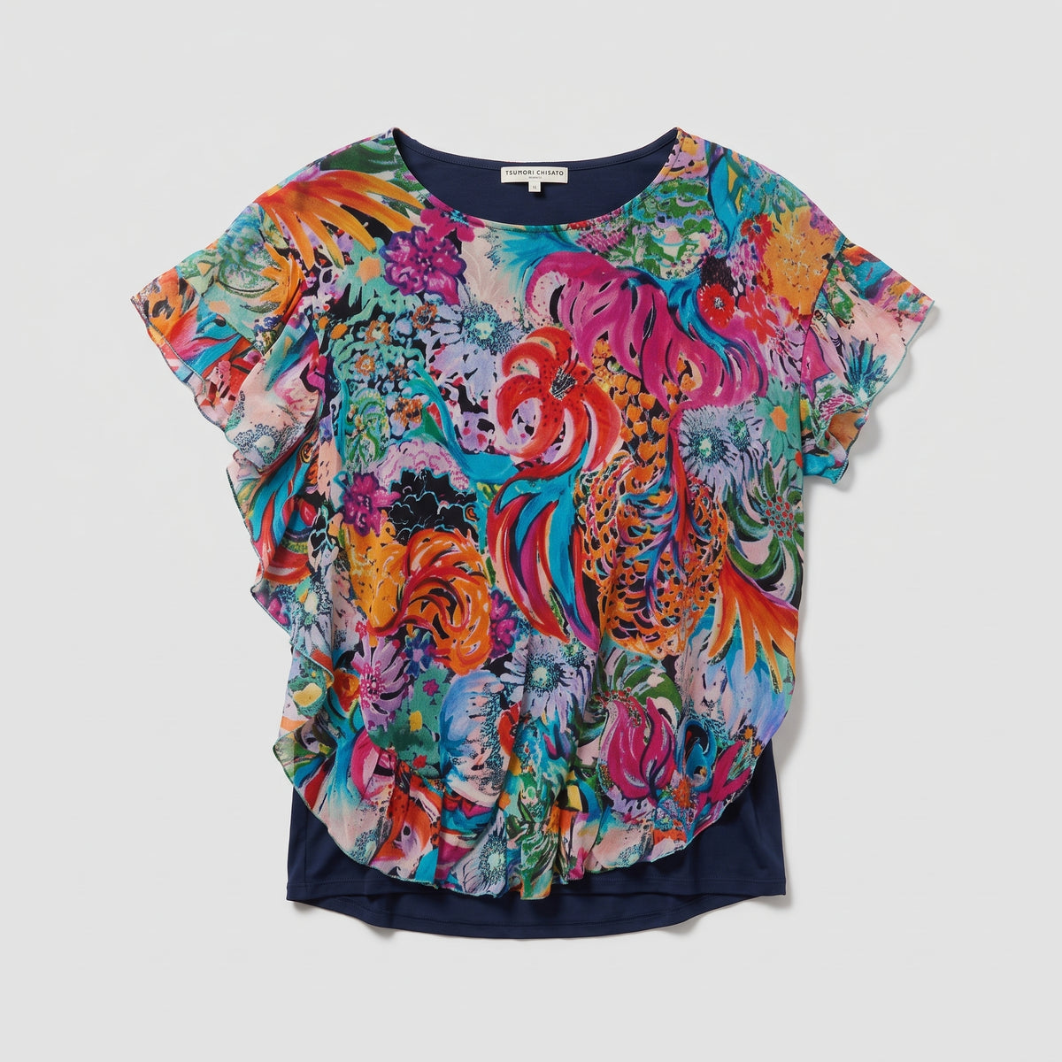 Floral Print Ruffle Layered Top