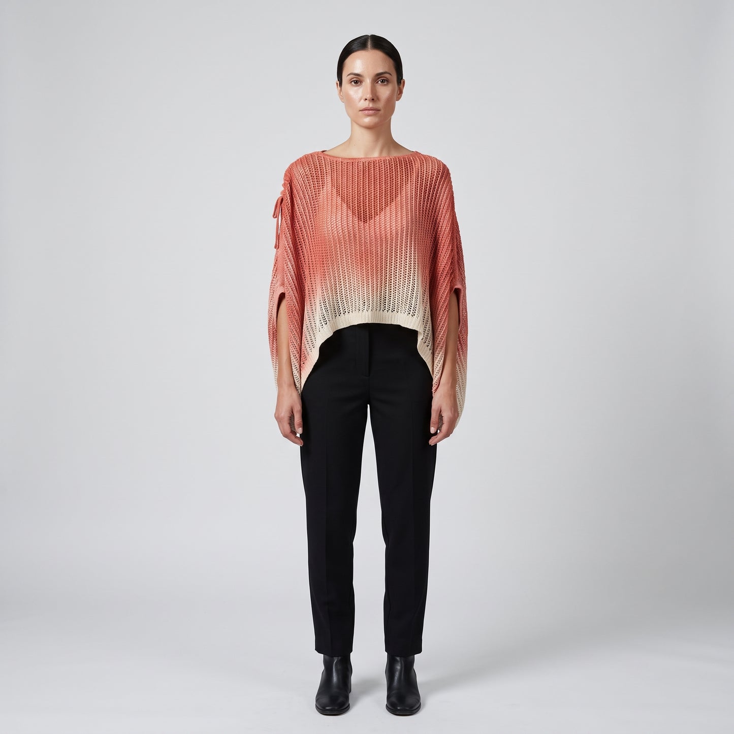 Ombre Open-Knit Poncho Top