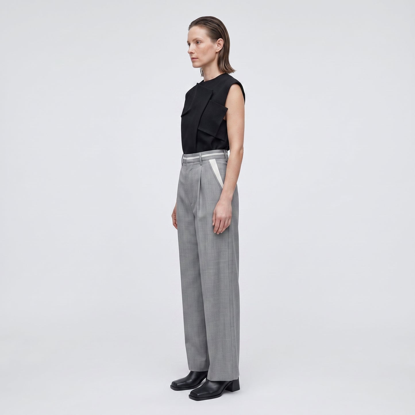 Tailored Grey Contrast Trousers