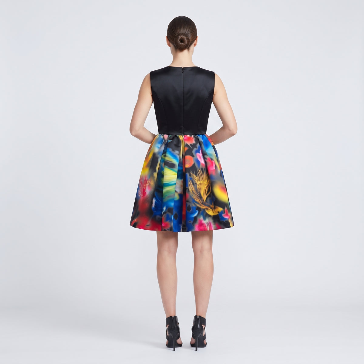 Vibrant Floral Sleeveless Cocktail Dress