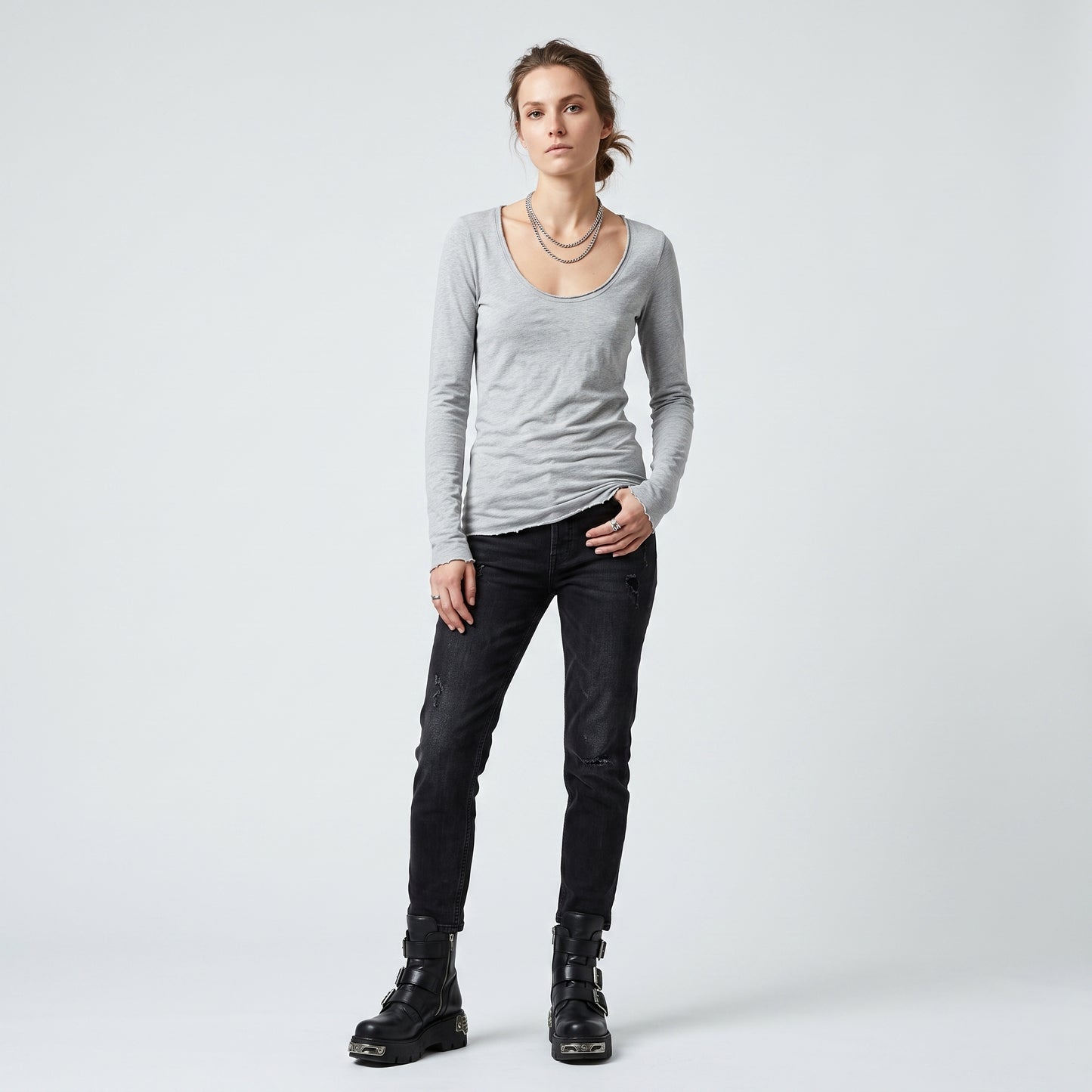 Essential Grey Scoop Neck Tee