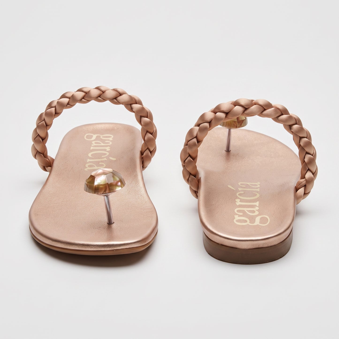 Braided Satin Metallic Thong Sandals