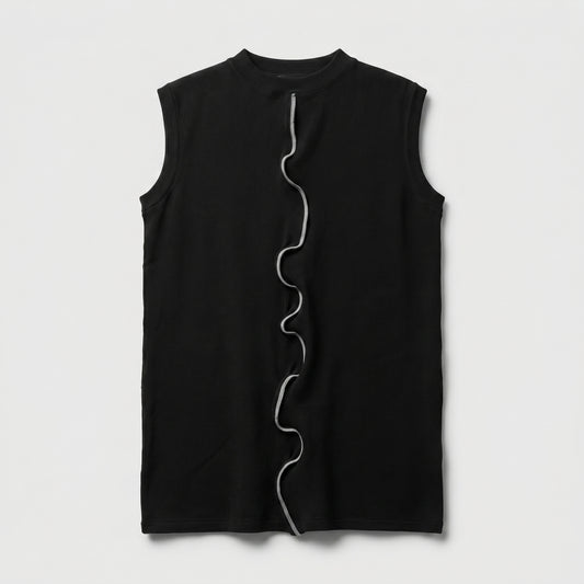 Sleeveless Architectural Ribbed Top