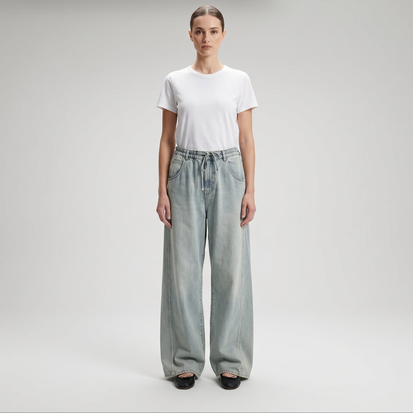 Light Wash Relaxed Denim Trousers