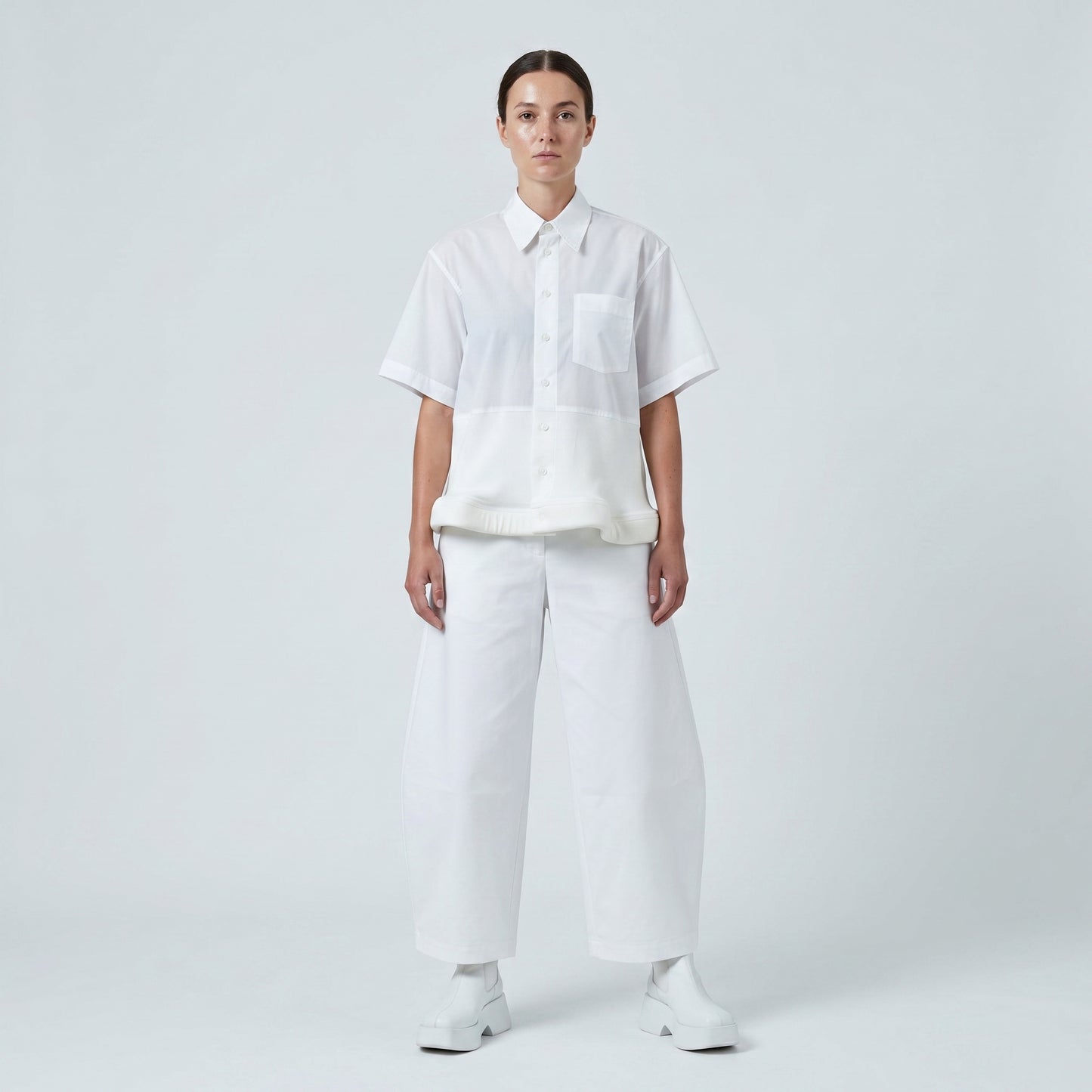 Contrast Sculpted Hem Shirt