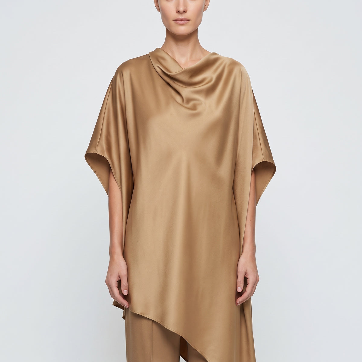 Draped Satin Asymmetric Top
