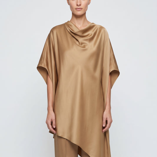 Draped Satin Asymmetric Top