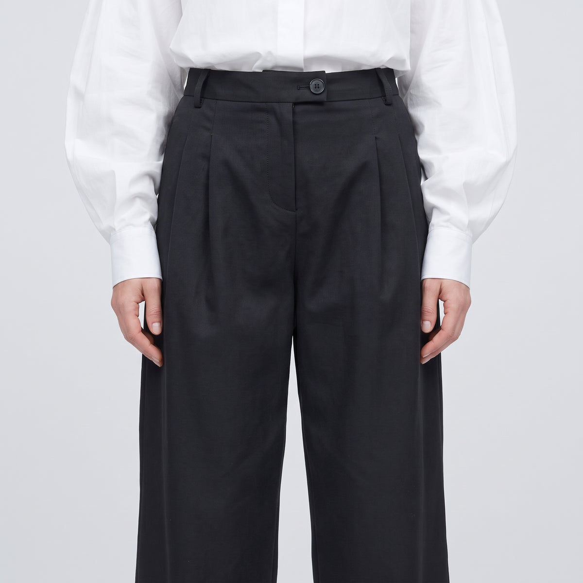 Tailored Black Pleated Trousers