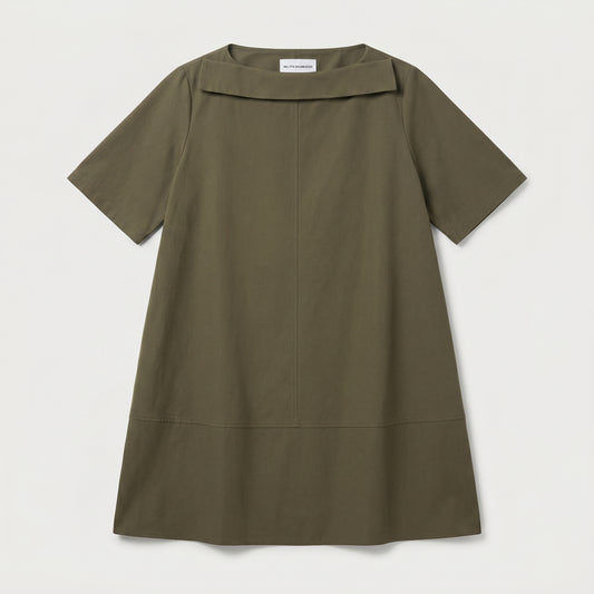 Structured Cotton Fold-Neck Top
