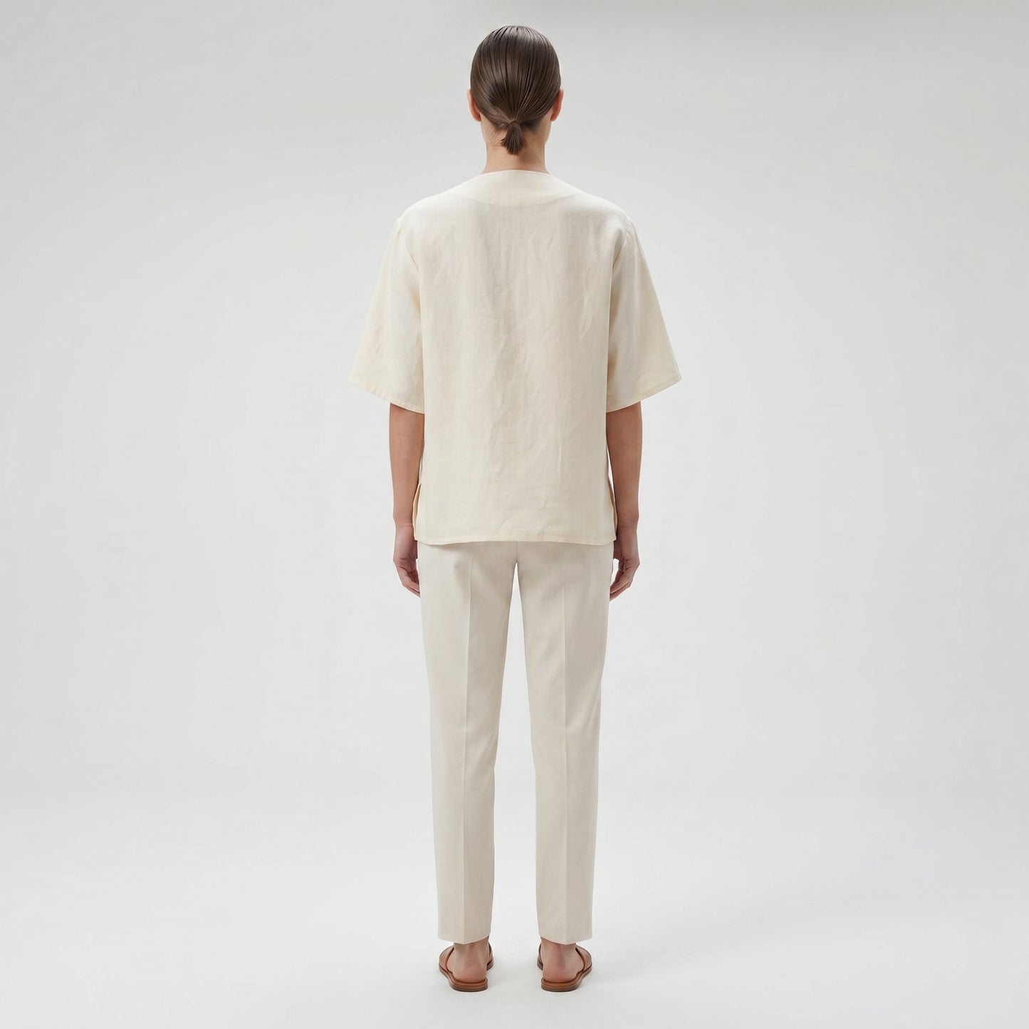 Minimalist V-Neck Linen Blouse