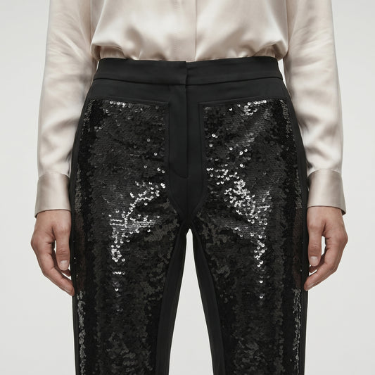 Sequin Panelled Tailored Trousers