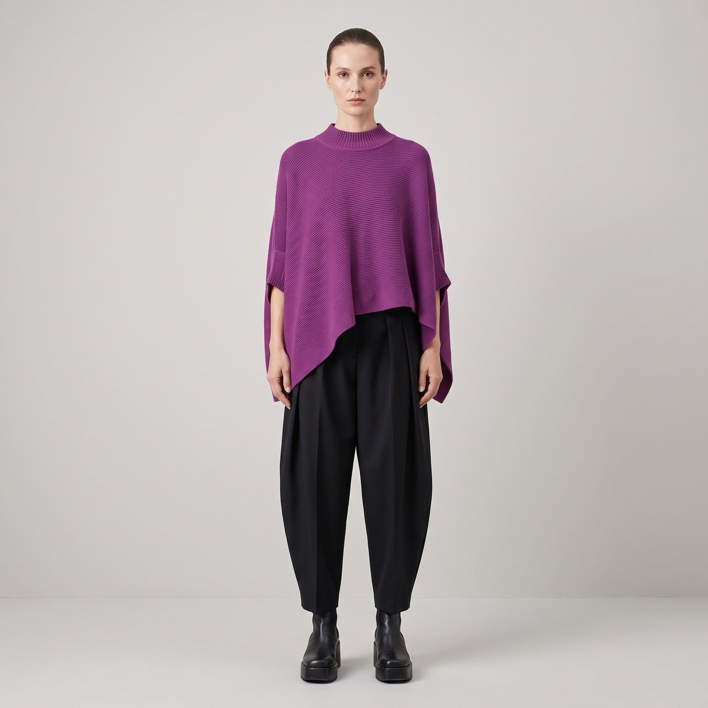 Vibrant Asymmetric Mock-Neck Sweater
