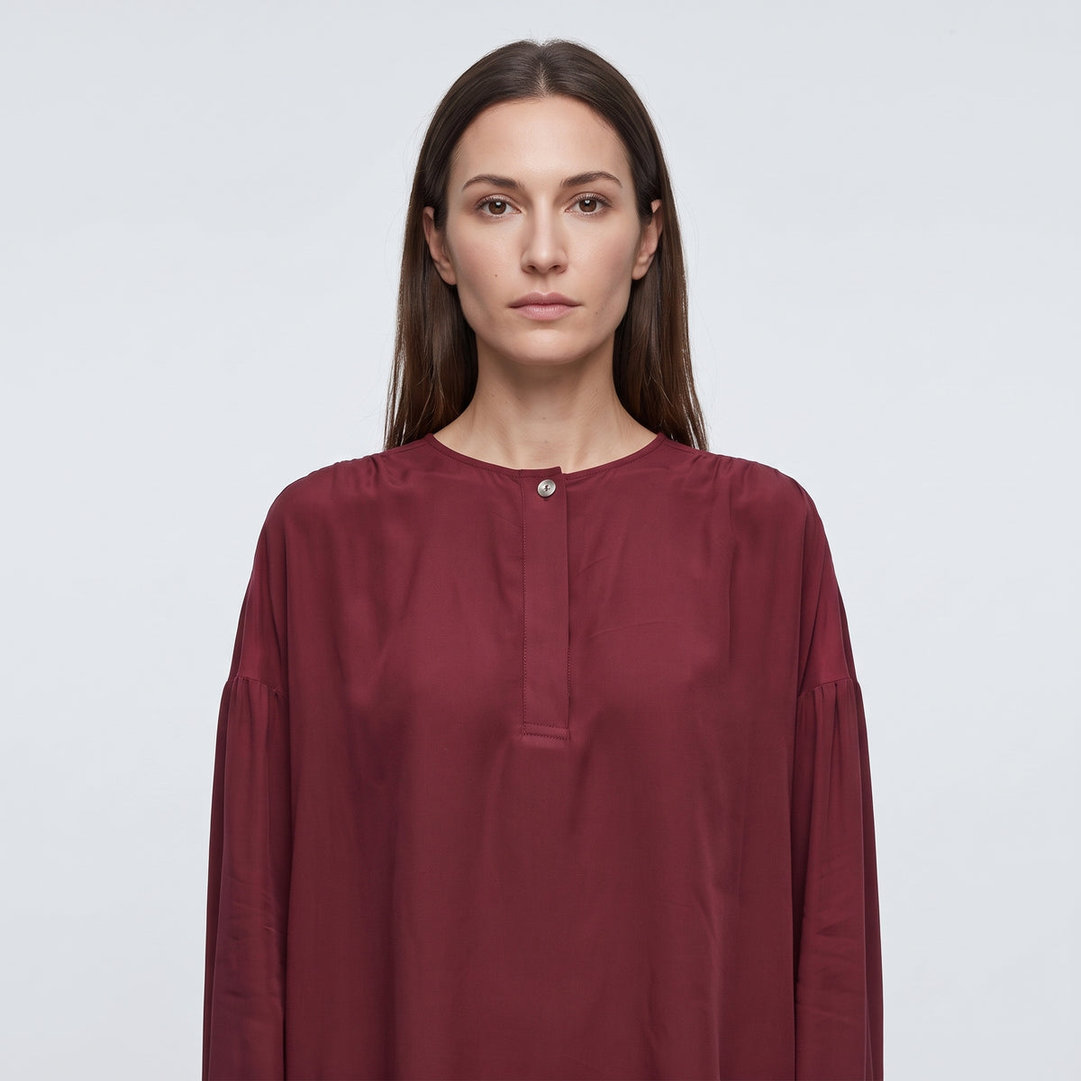 Burgundy Sheer Button Down Blouse