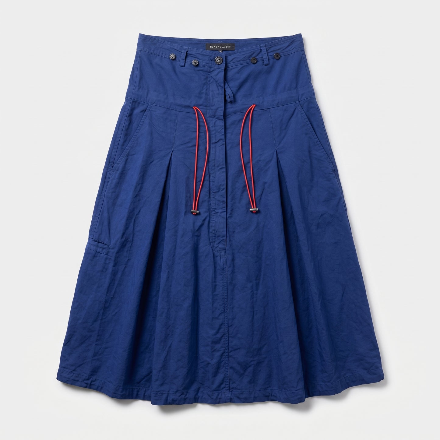 Blue Pleated Midi Skirt