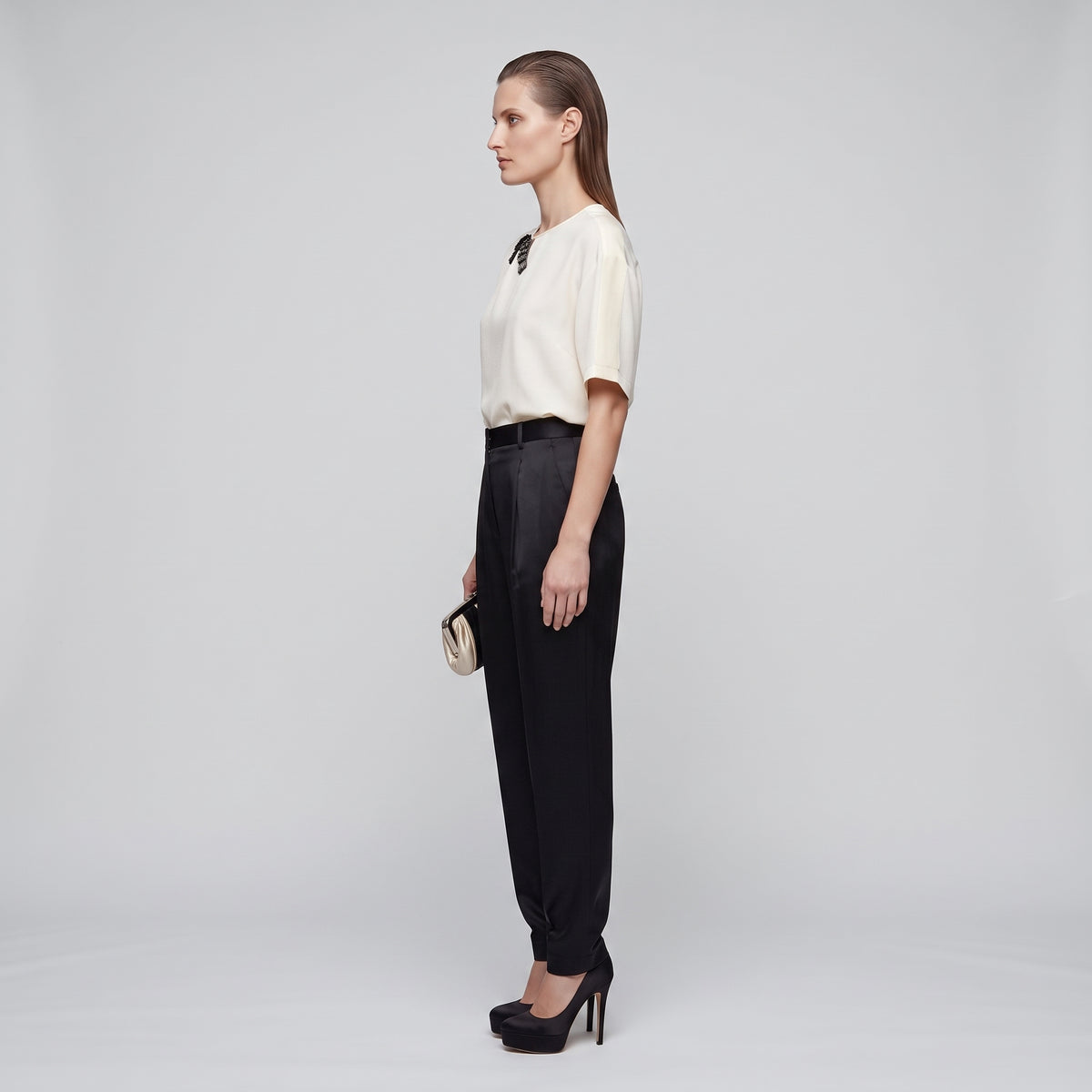 Embellished Silk Crepe Top