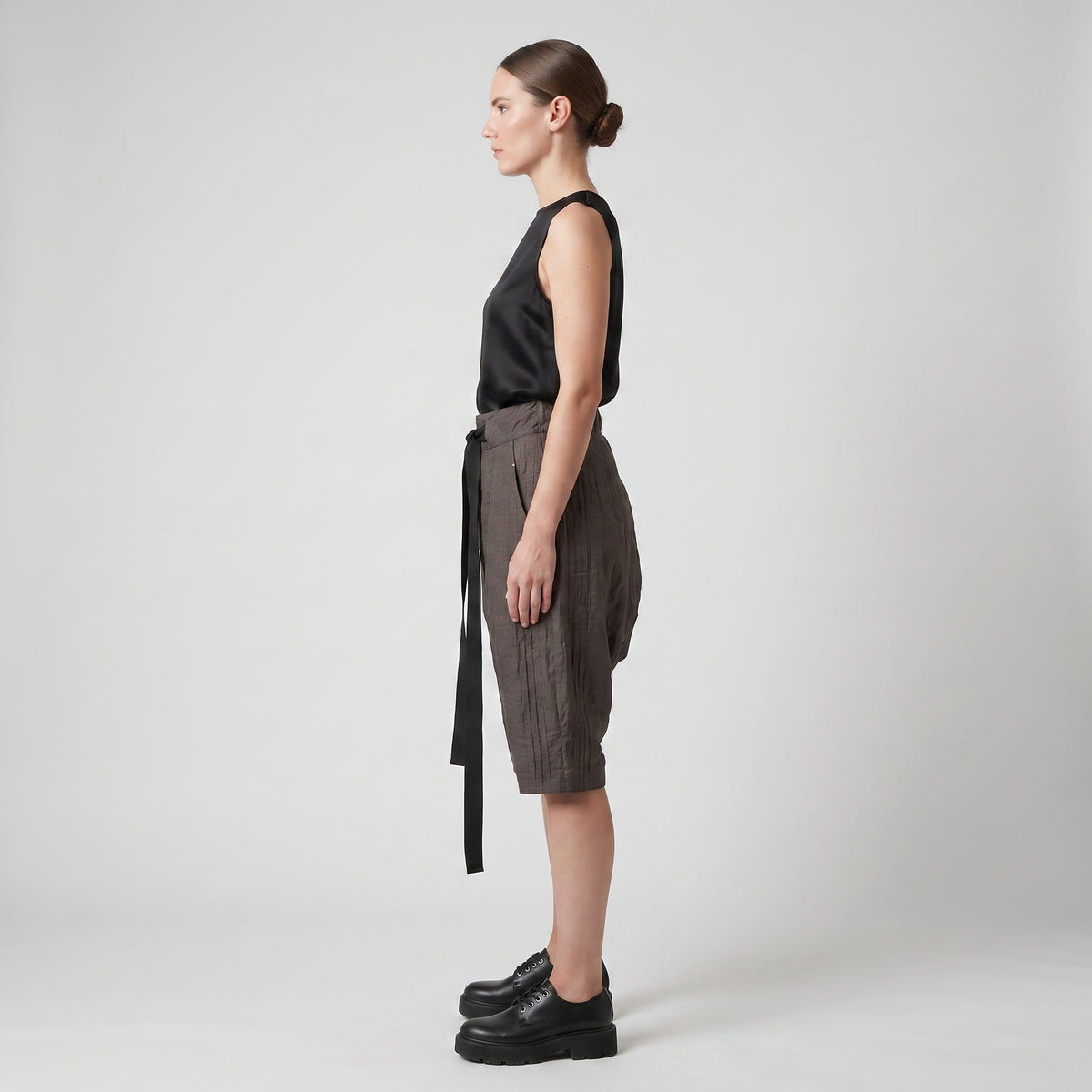 Textured Drawstring Tailored Shorts