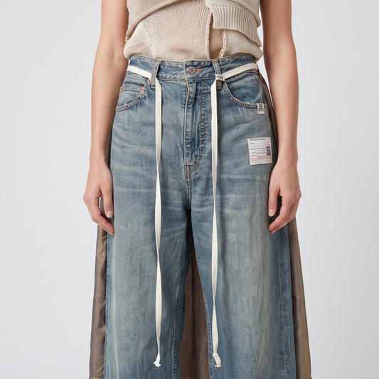 Wide Leg Distressed Denim Jeans