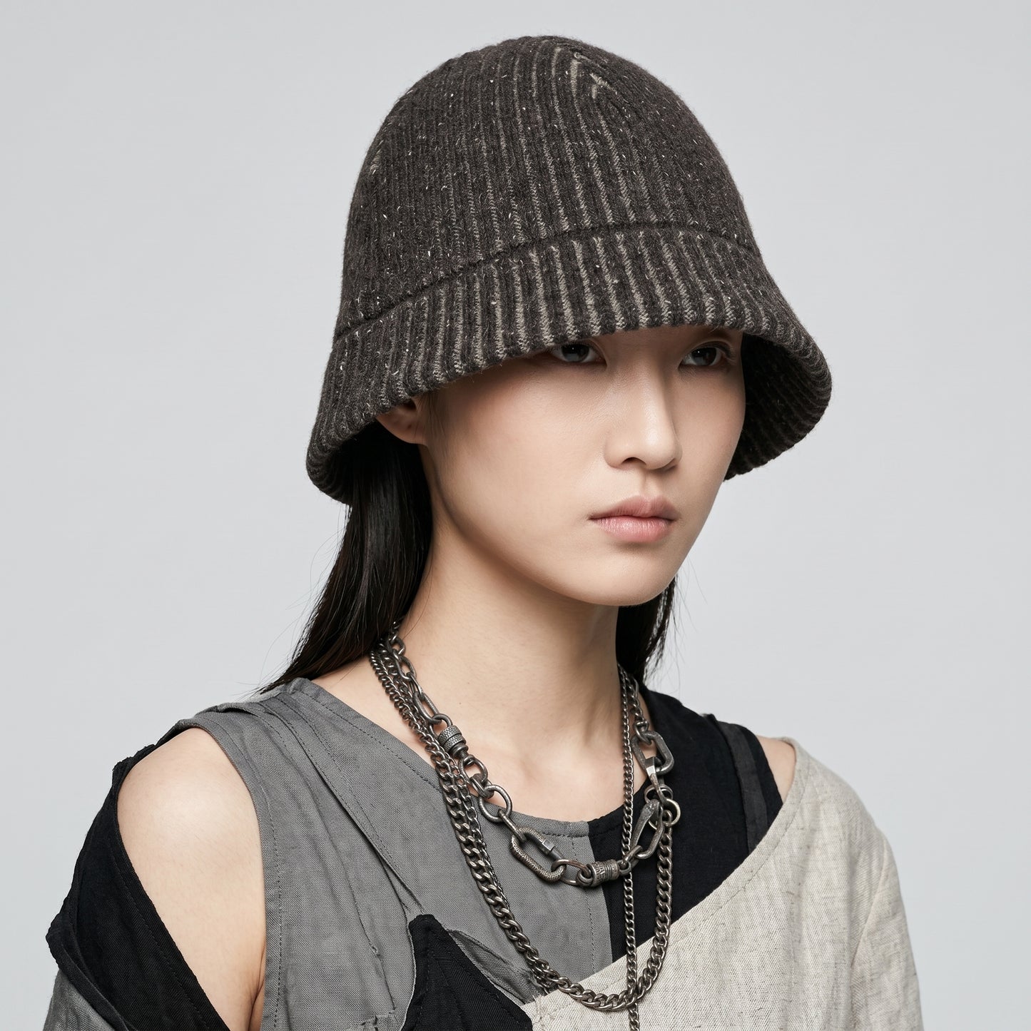 Ribbed Knit Wool Beanie